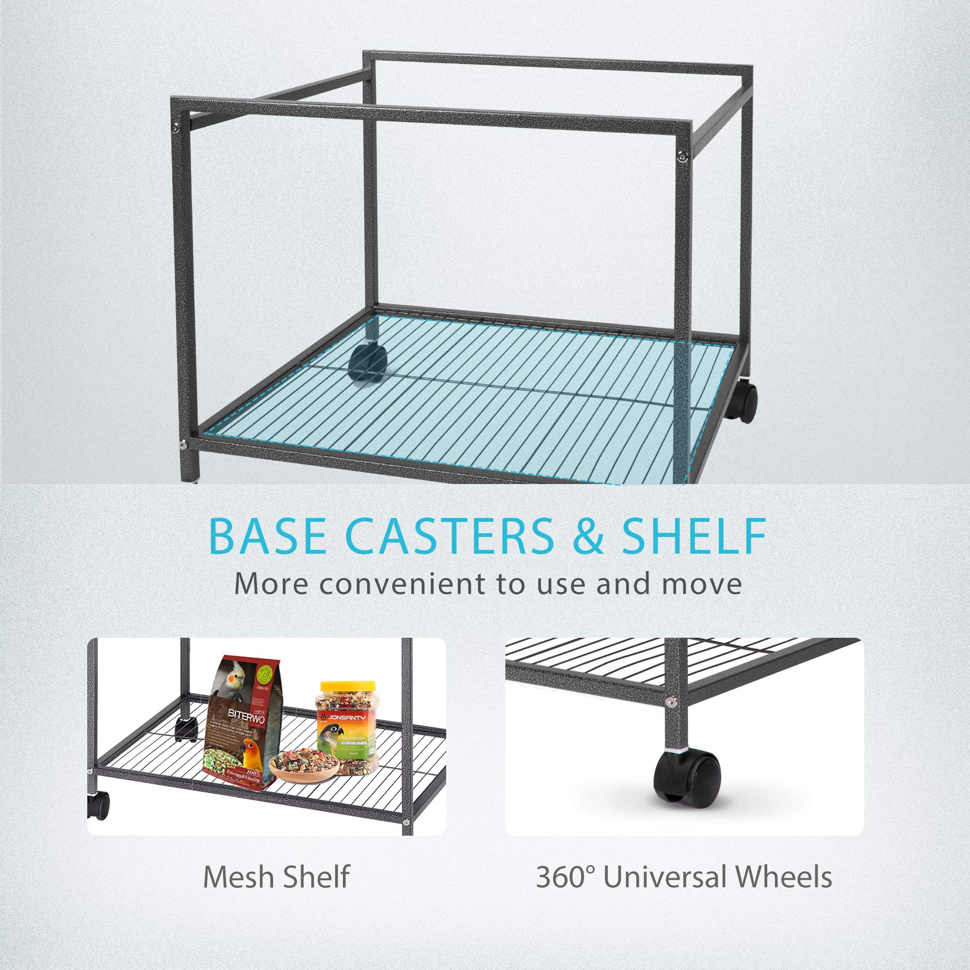VIVOHOME 54 Inch Wrought Iron Large Bird Flight Cage with Rolling Stand for Parakeets Canaries Cockatiels Lovebirds Conures, Bla